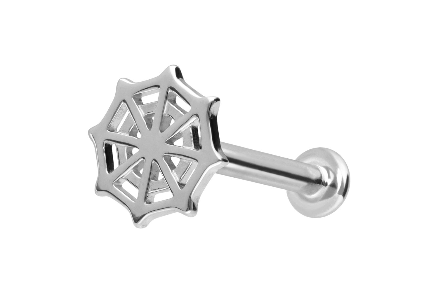 14 Karat Gold Labret Piercing mit Push Fit SPINNENNETZ